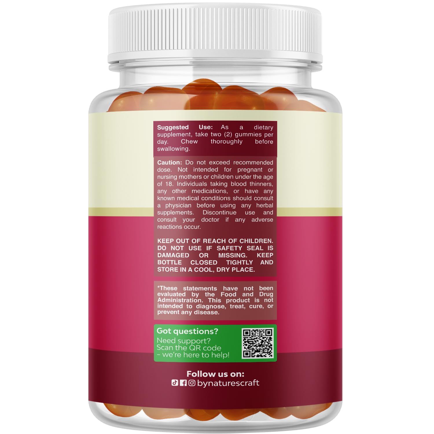 Natures Craft Fertility Gummies, primer plano de gominolas, experiencia sabrosa al consumir.