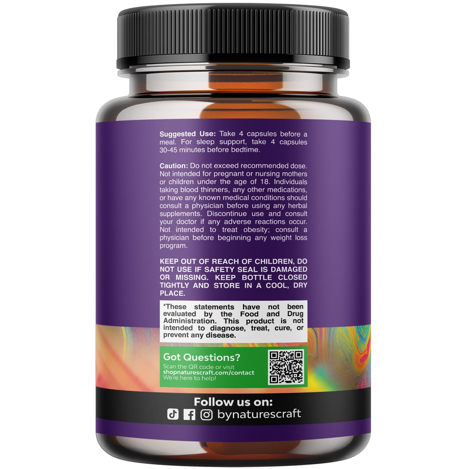 Frasco de cápsulas magnesio glicinato 400 mg de Natures Craft para absorción alta.