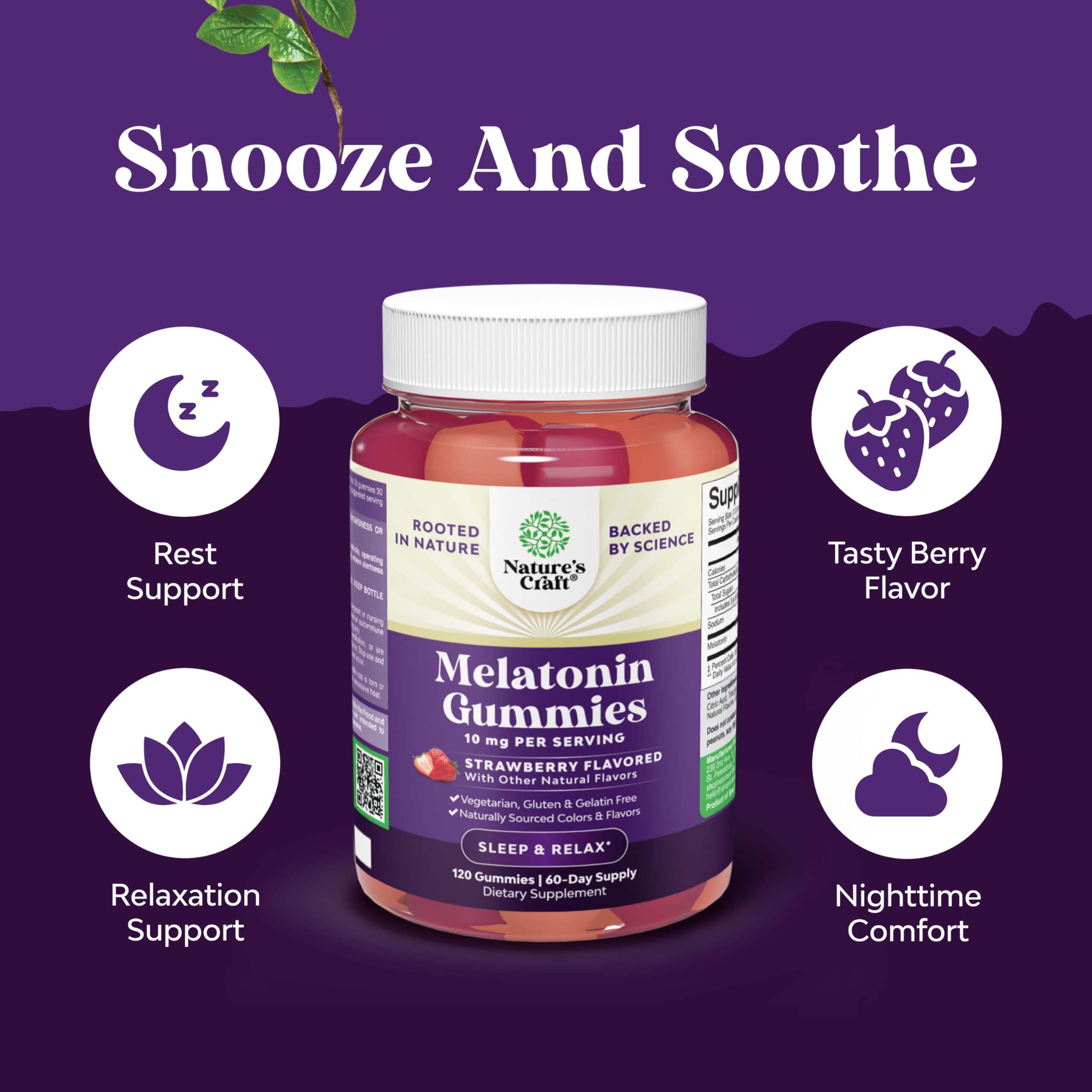Gominolas melatonina 10 mg de Natures Craft dosis alta para apoyo puntual