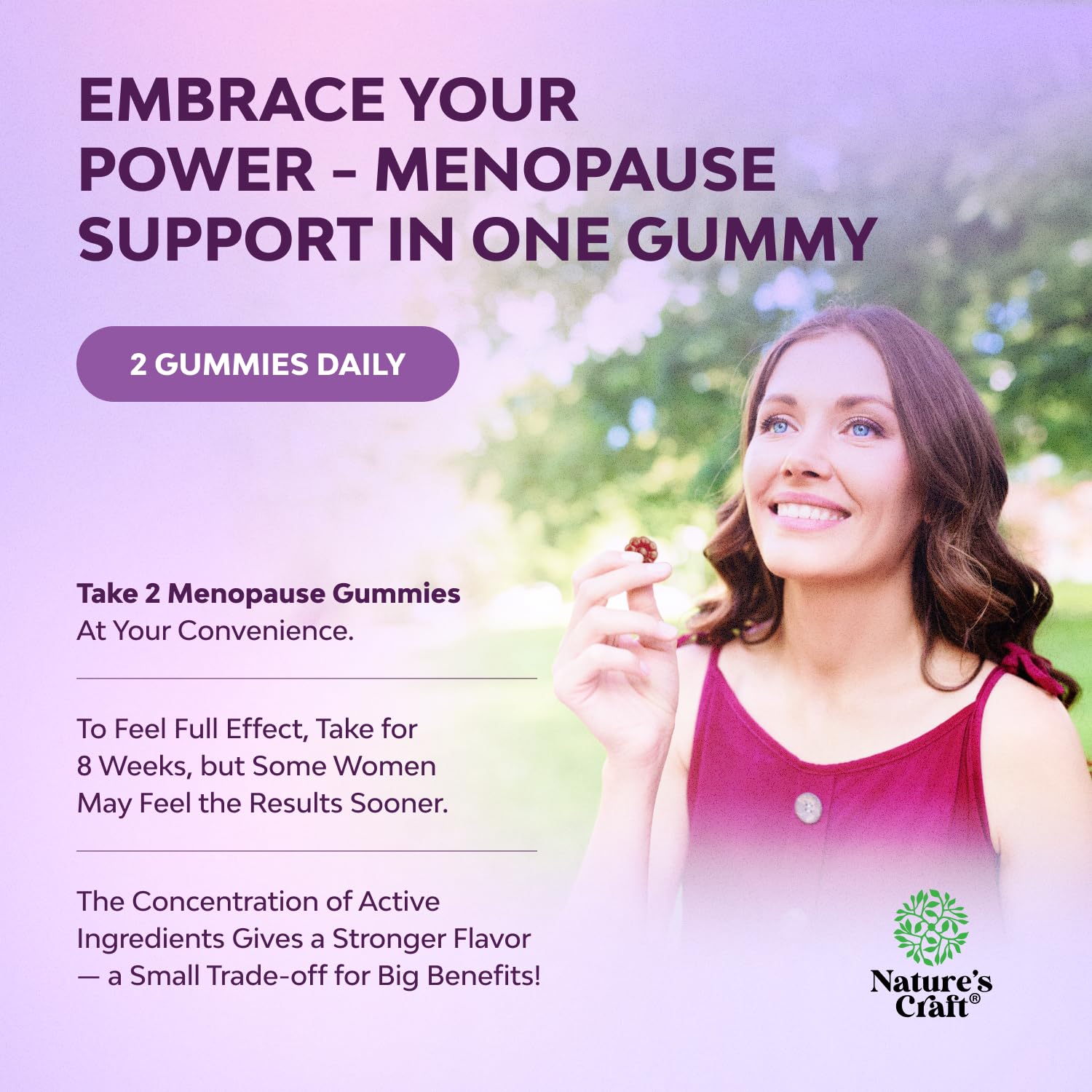 Gominolas con sabor natural de Natures Craft; ideal para consumo discreto durante el día.