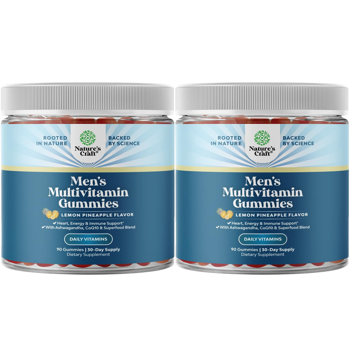 Nature's Craft gominolas multivitamínicas para hombres en tarro, sabor agradable.