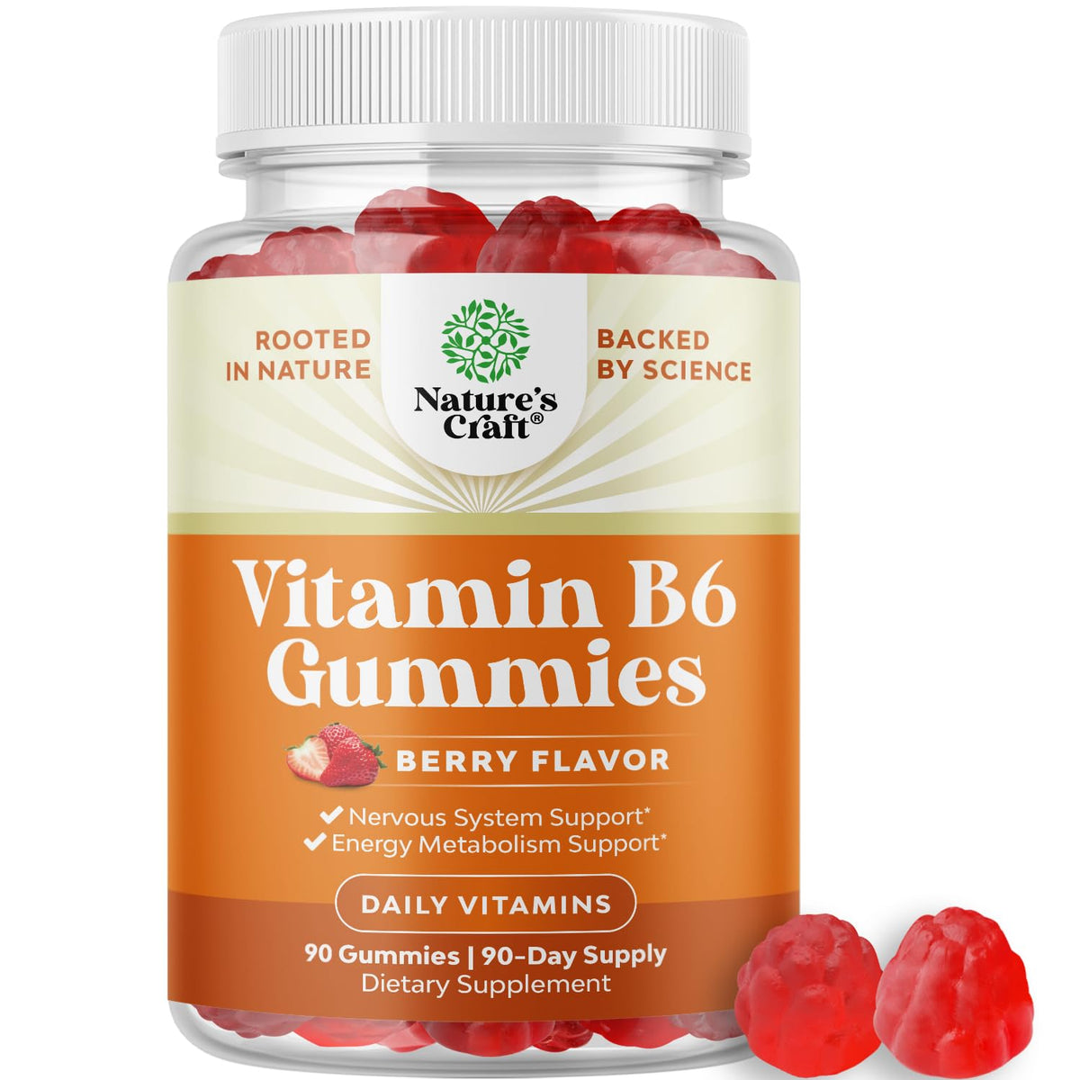 Nature's Craft gomitas B6 50 mg para apoyo diario de nervios