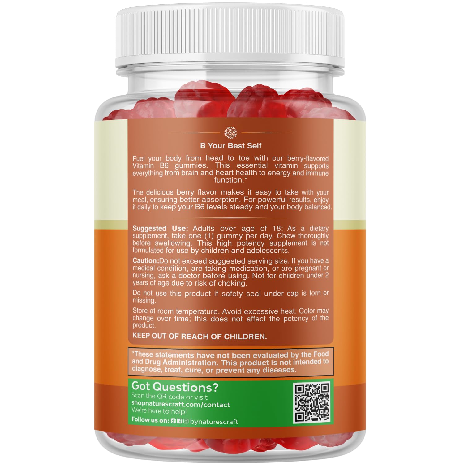Nature's Craft gomitas B6 para soporte inmune y bienestar