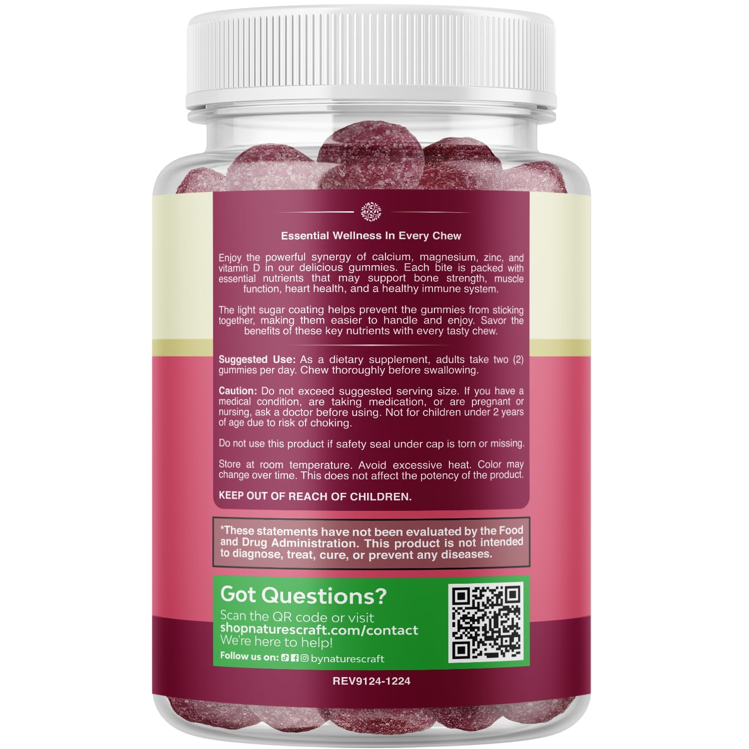 Etiqueta de Natures Craft mostrando dosis y Vitamina D3