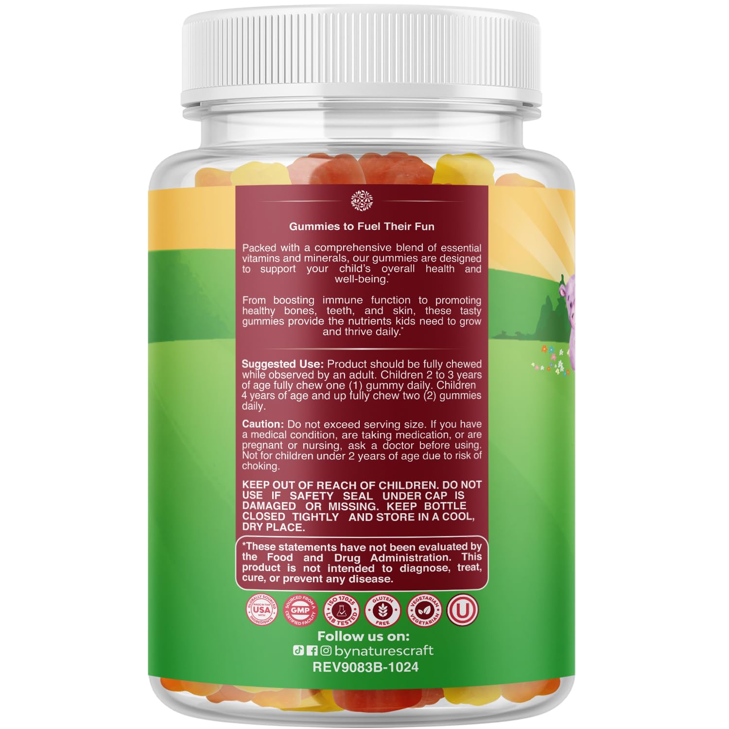 Gomitas infantiles Natures Craft, sabor frutal y apoyo diario de vitaminas