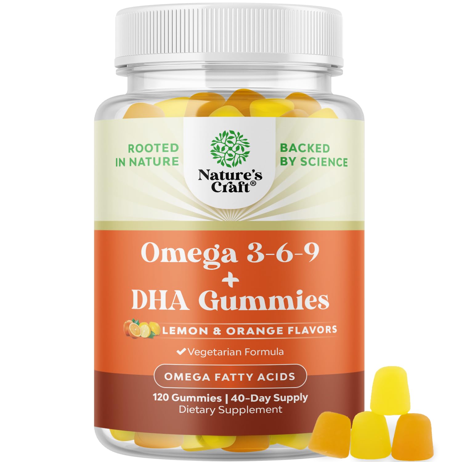 Natures Craft gomitas omega3 en botella, fuente vegetal sin pescado para adultos.