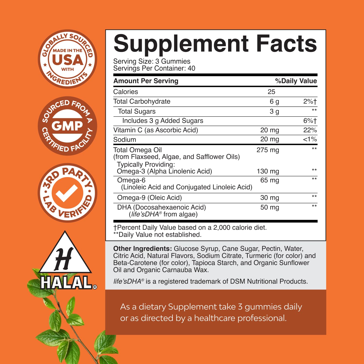 Porciones diarias de Natures Craft omega3, opción vegetariana para consumo diario.