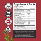 Natures Craft etiqueta clara, muestra ingredientes clave para la salud masculina.
