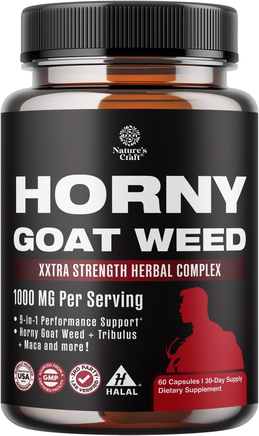 Natures Craft Horny Goat Weed cápsulas para energía y foco diario