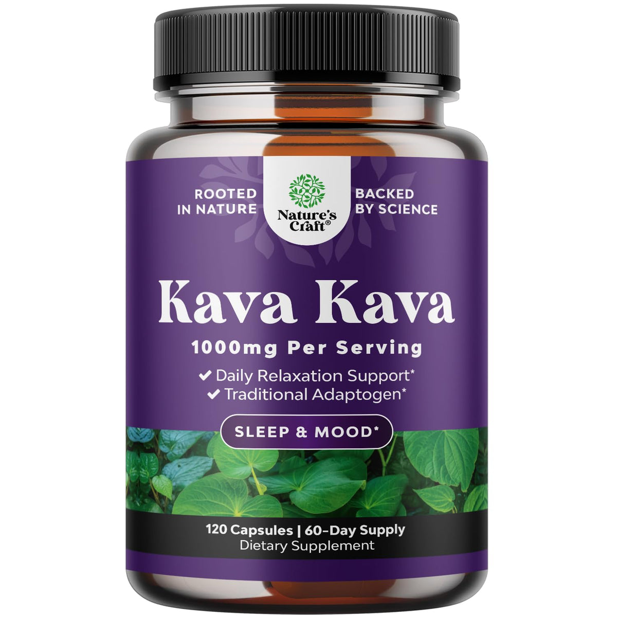 Natures Craft Kava Kava cápsulas en frasco para relajación diaria