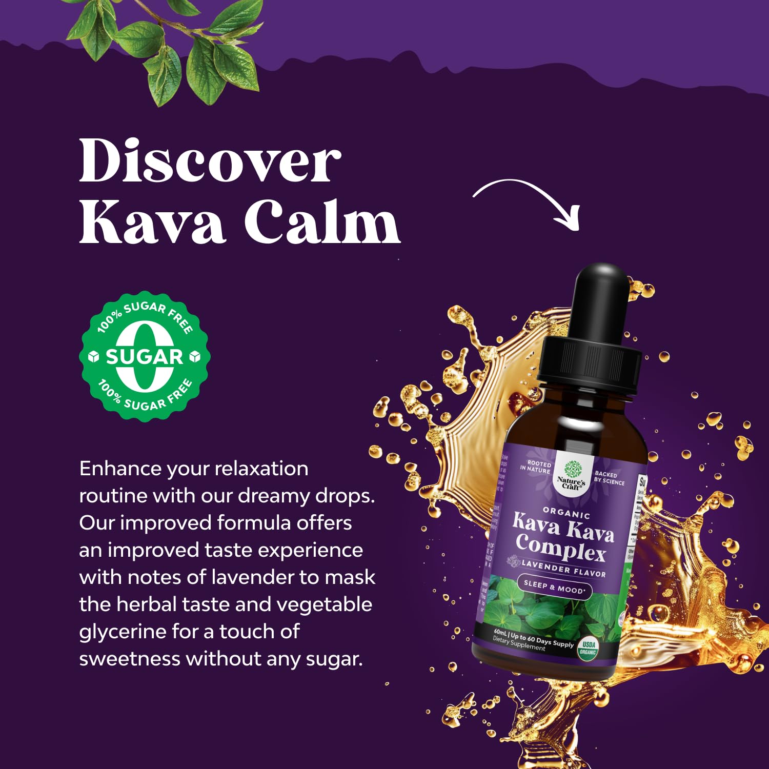 Natures Craft Kava Kava gotas lavanda flor de lavanda inspira relajación