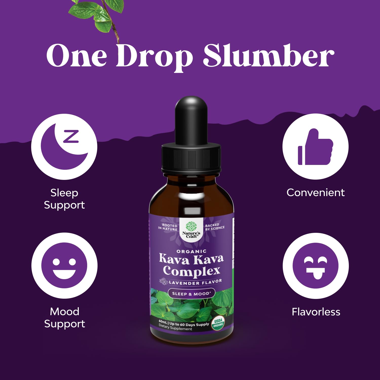 Natures Craft Kava Kava gotas lavanda medidor facilita tomar dosis