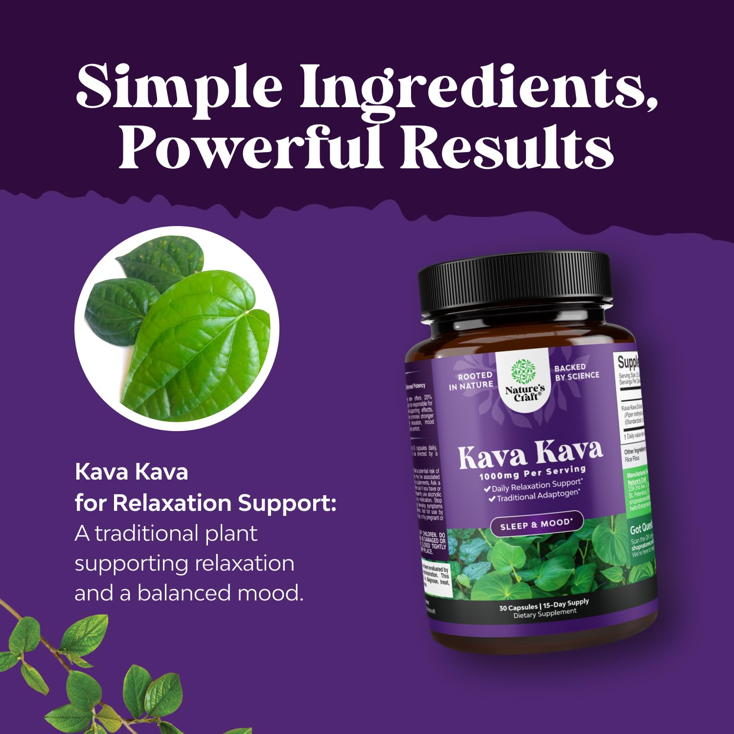 Toma de cápsulas nocturnas de Natures Craft Kava Kava.