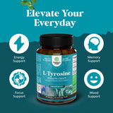 Natures Craft L-Tirosina 500mg, dosis diaria conveniente para uso regular.