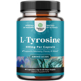 Natures Craft L-Tirosina 500mg cápsulas en empaque, soporte para energía mental diaria.