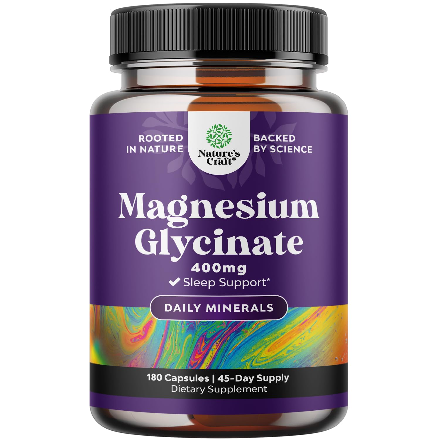 Natures Craft magnesio glicinato 400 mg cápsulas veganas para sueño y relajación.