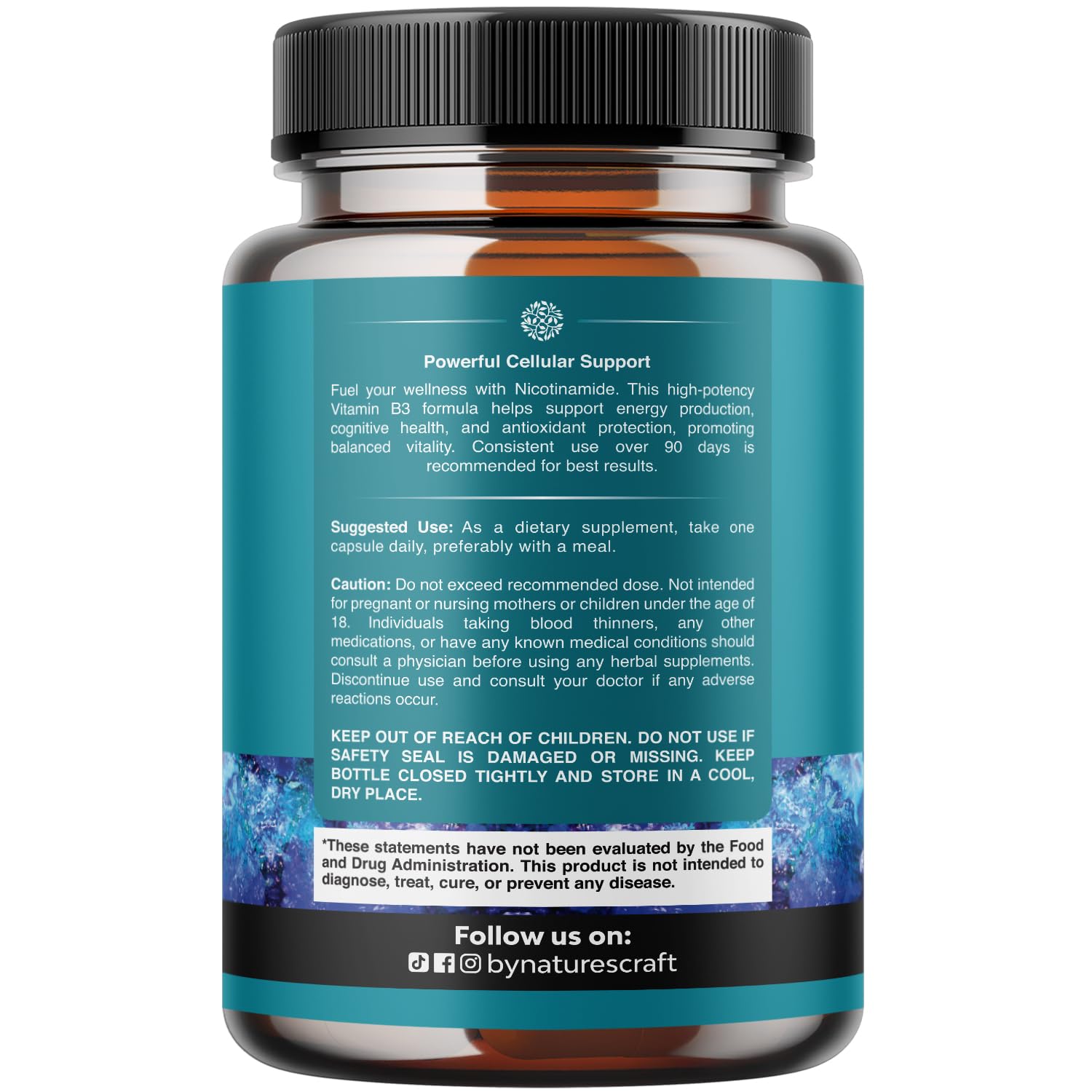 Natures Craft Niacinamida 500mg etiqueta frontal para identificar cápsulas de forma rápida
