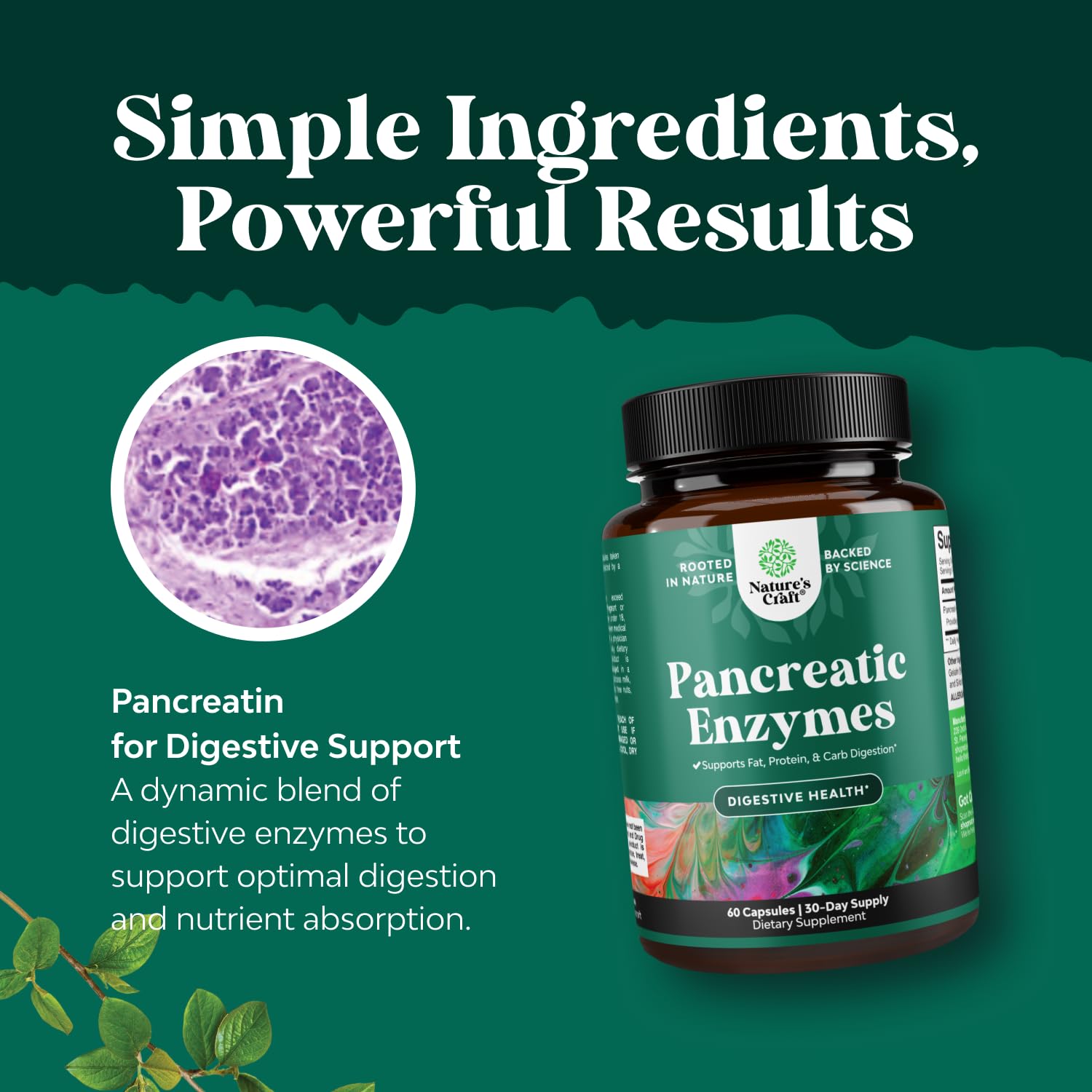 Natures Craft Pancreatin fabricado en instalaciones GMP