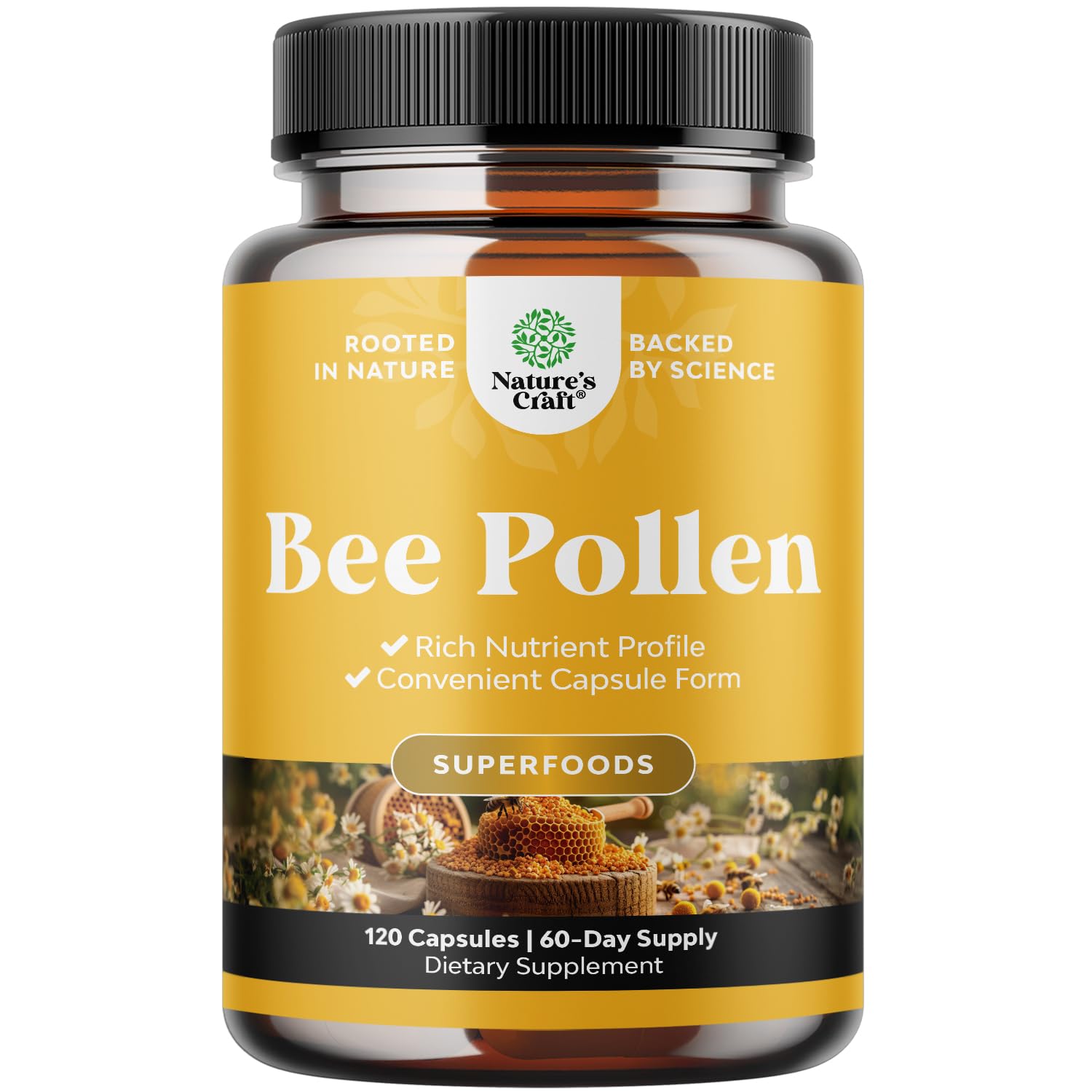 Pastillas de polen de abeja de Natures Craft en botella para uso diario