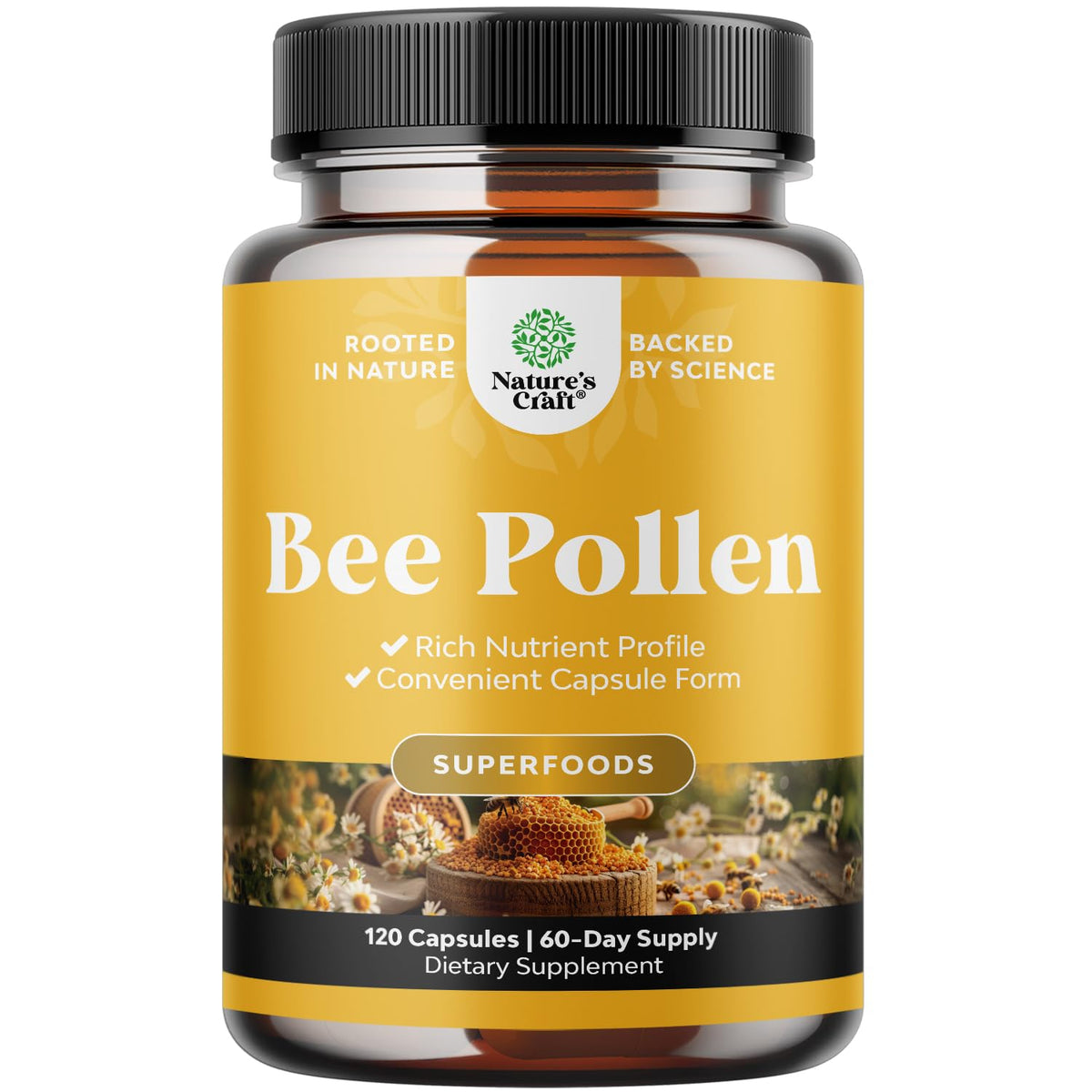 Pastillas de polen de abeja de Natures Craft en botella para uso diario