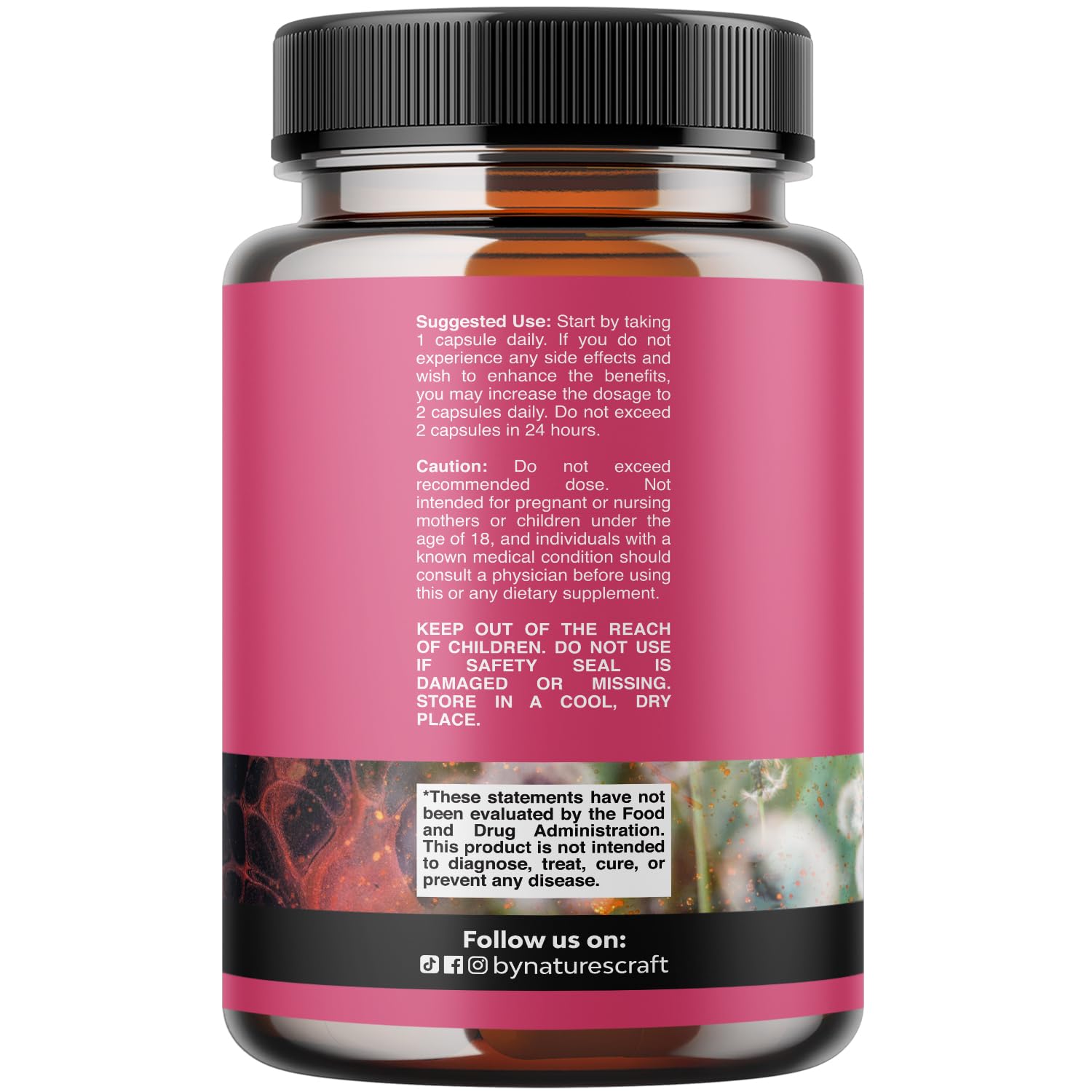 Etiqueta informativa de Natures Craft PMS centrada en bienestar hormonal.