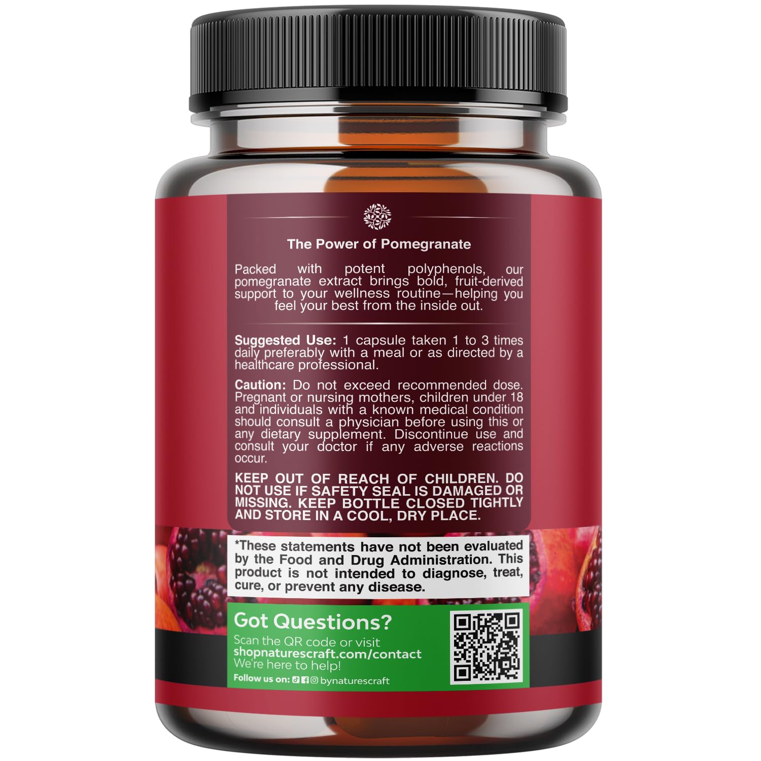 Polvo de granada de Natures Craft, sabor intenso y aporte antioxidante.
