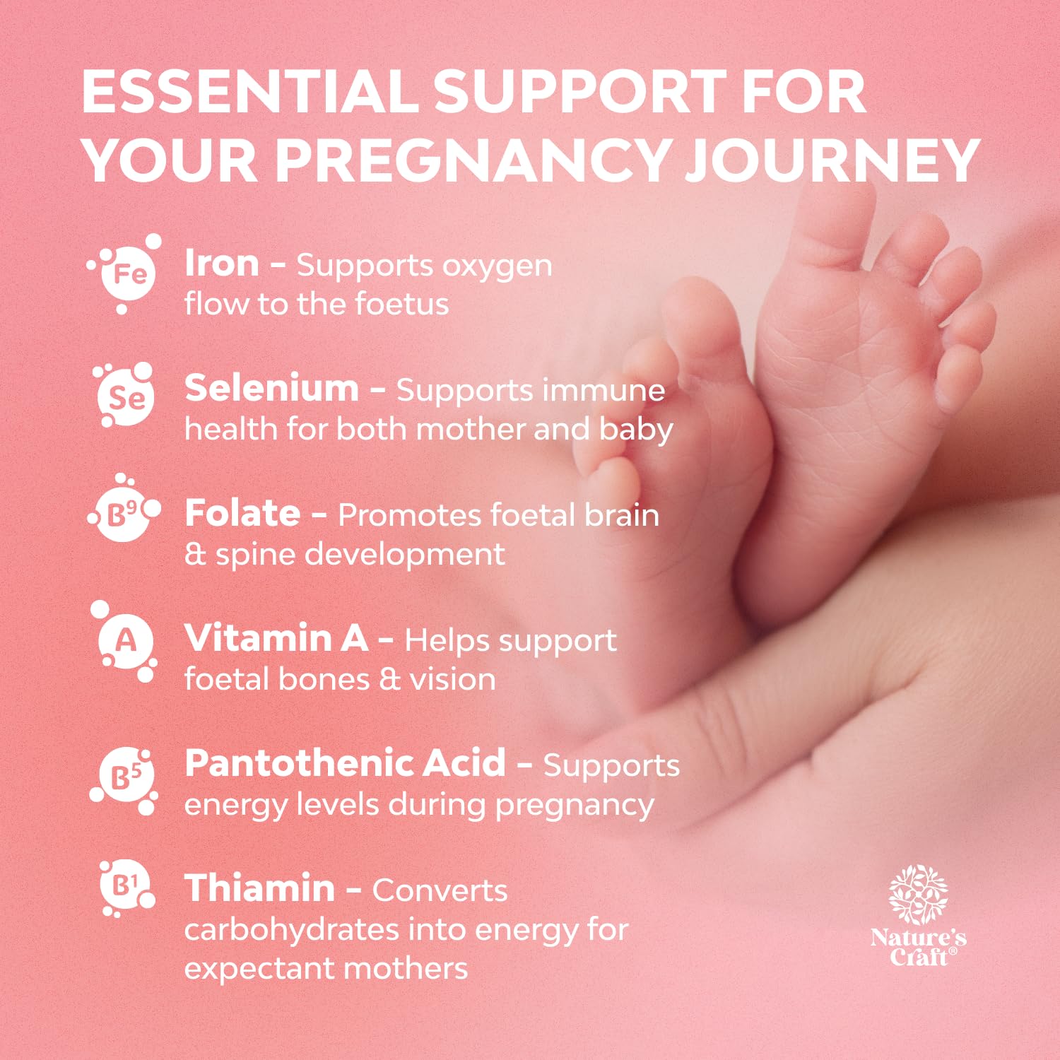 Natures Craft Prenatal Vegano, dosis diaria indicada en la etiqueta.