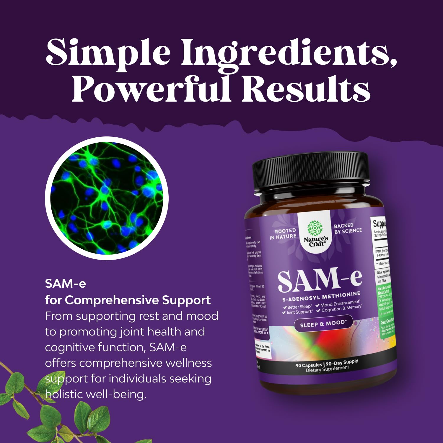 Nature's Craft Pure SAM-E datos de dosis en etiqueta