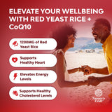 Natures Craft Red Yeast Rice con CoQ10, caja producto facilita revisión de beneficios