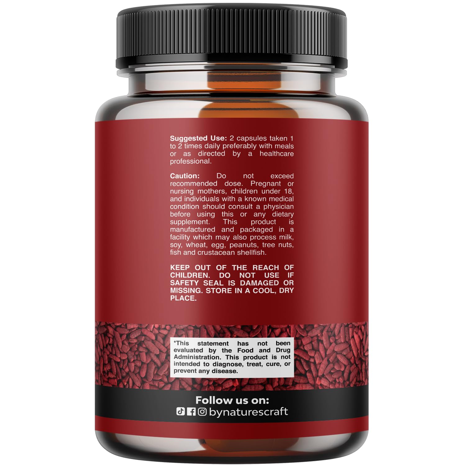 Natures Craft Red Yeast Rice con CoQ10, cápsulas de 1200 mg para energía sostenida