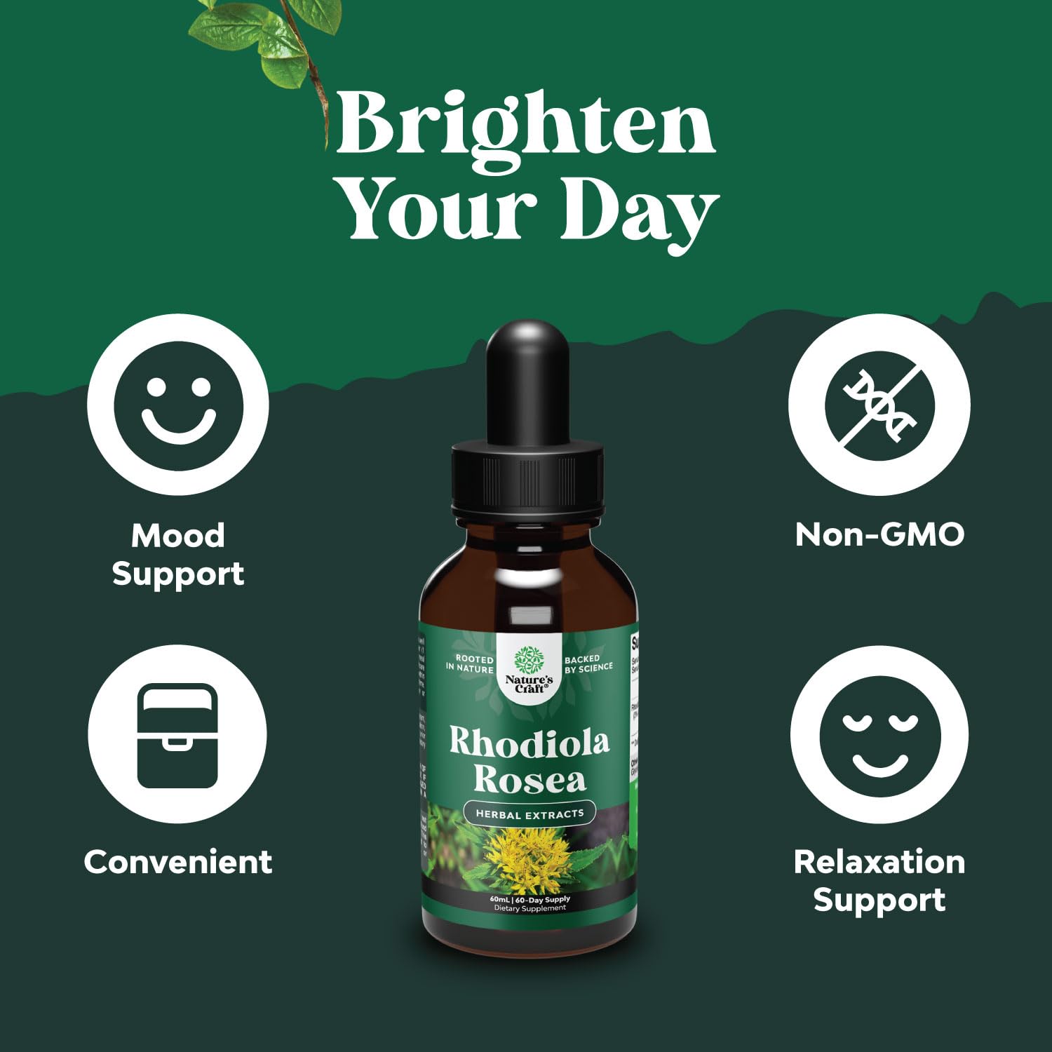 Natures Craft Rhodiola Rosea extracto con 3% salidrosidos en etiqueta