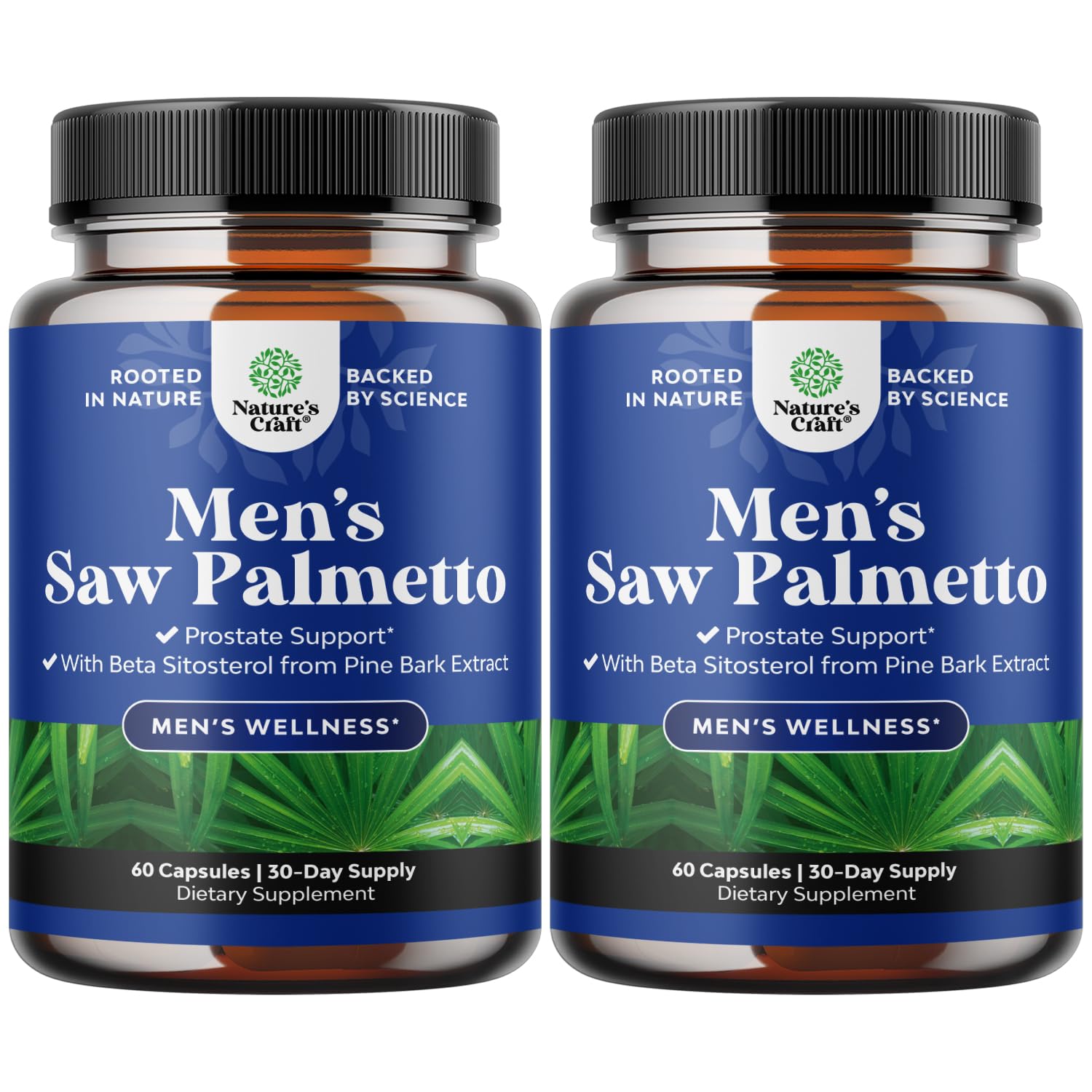 Natures Craft Saw Palmetto para hombres, cápsulas, botella para salud prostática.