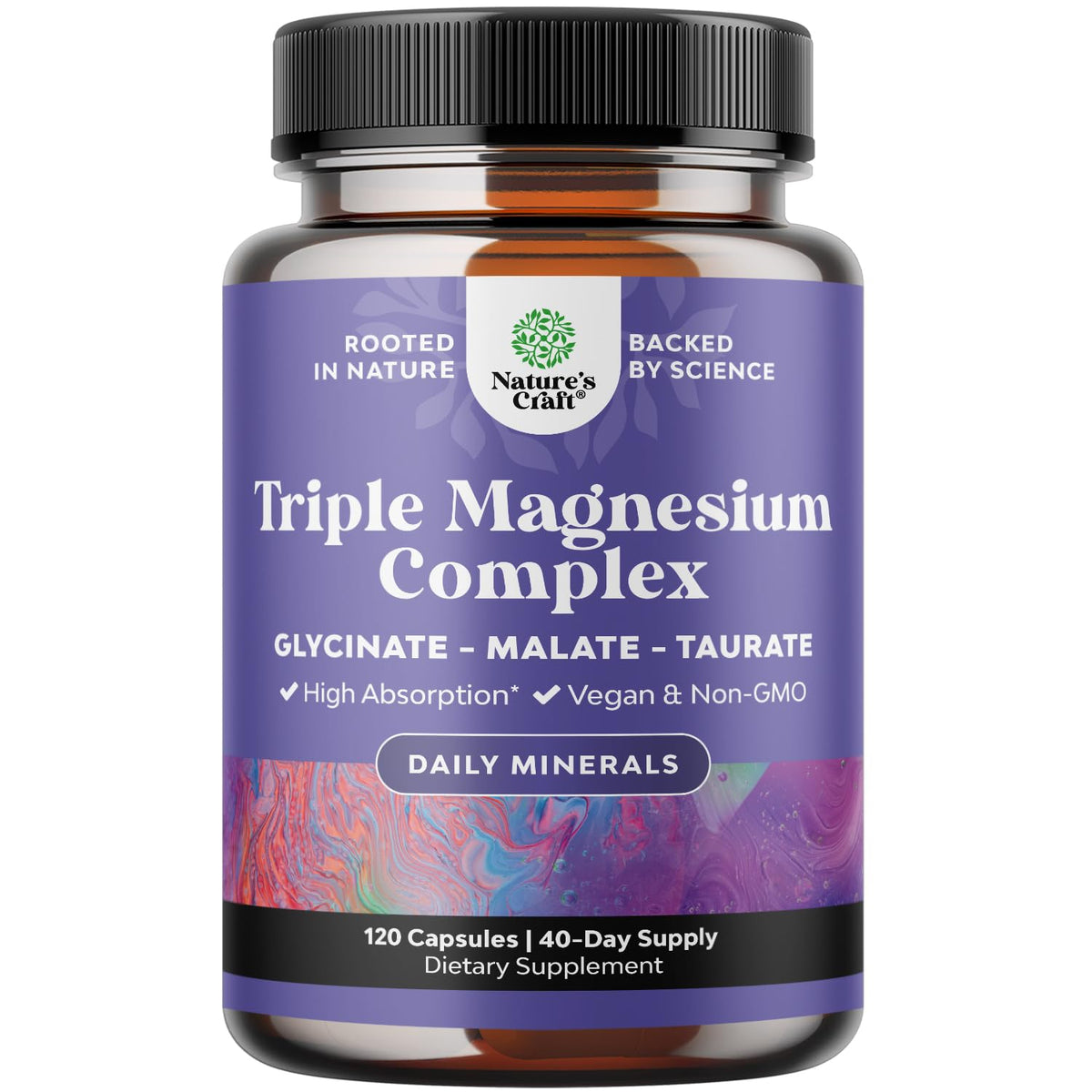 Natures Craft Triple Magnesium Complex botella frontal para soporte muscular