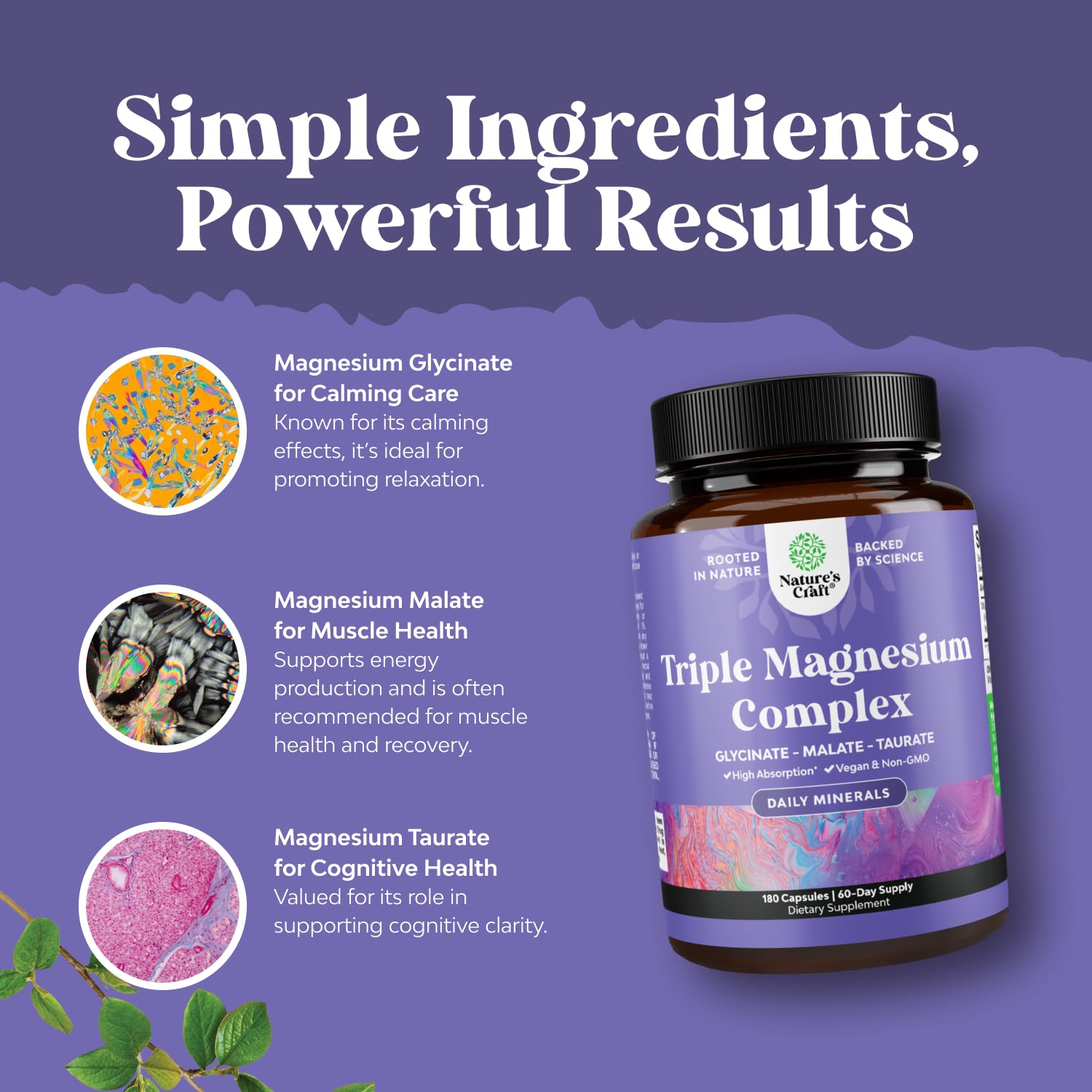Natures Craft Triple Magnesium, dosis diaria visible para consistencia