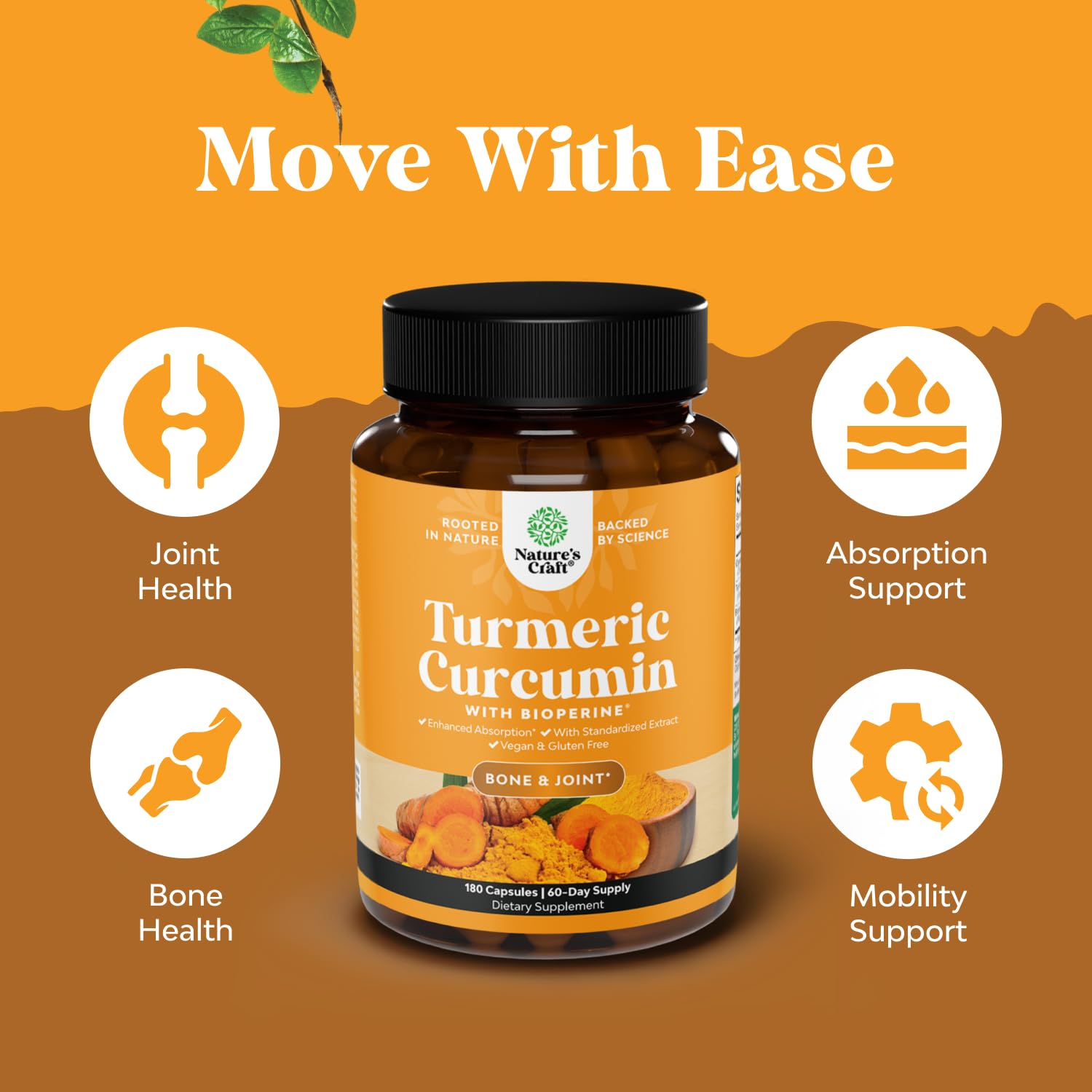 Natures Craft Turmeric Curcumin, dosis diaria para bienestar general