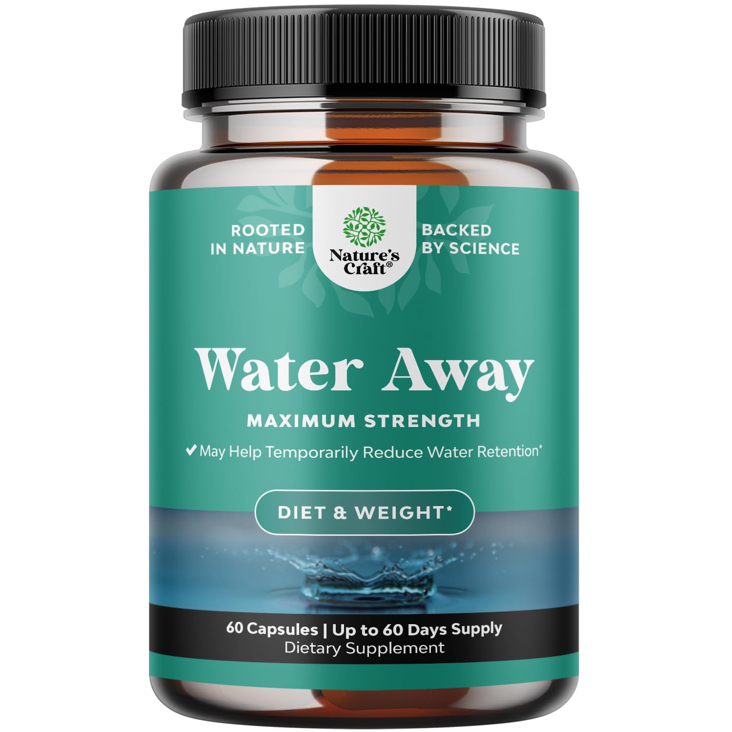Natures Craft Water Away, envase frontal, apoyo natural frente a la hinchazón
