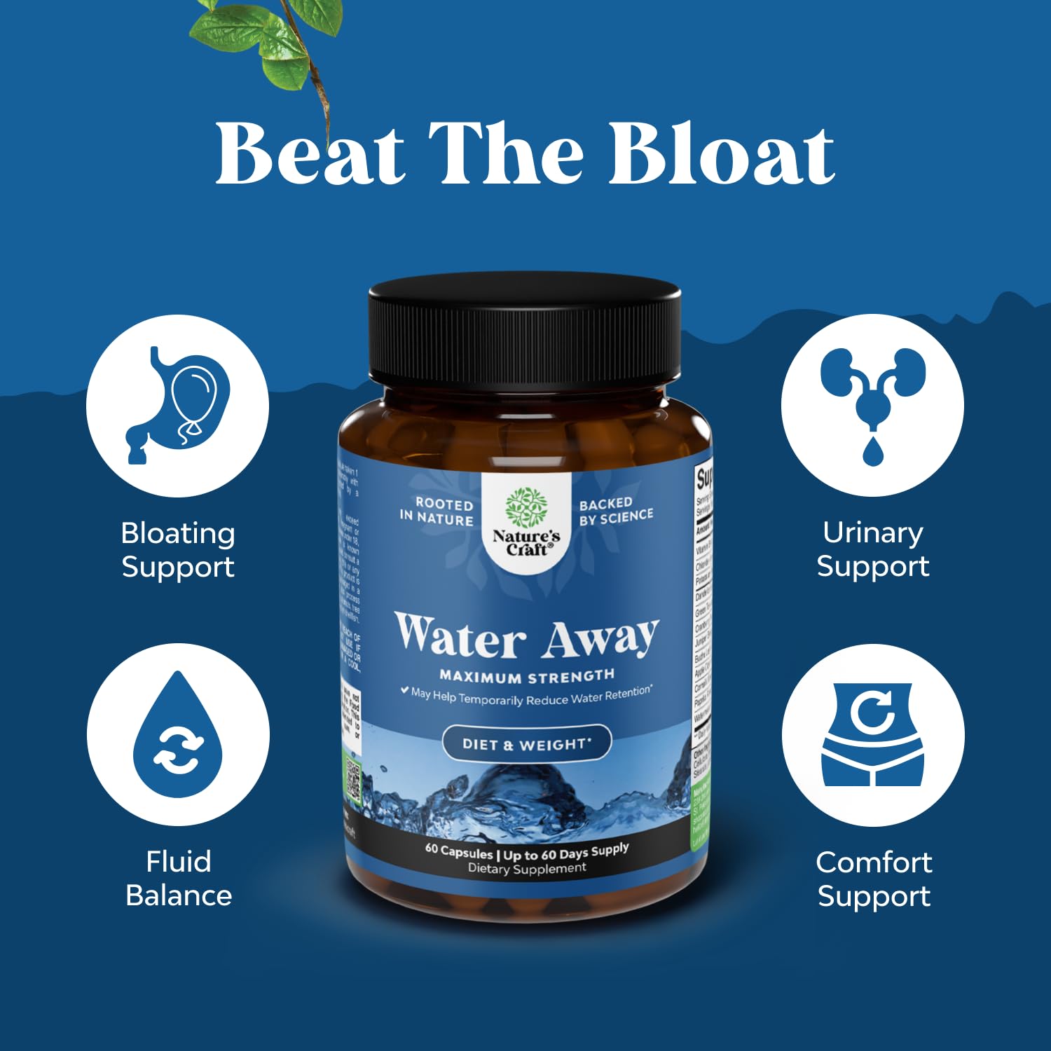 Water Away de Natures Craft: extracto de diente de león como componente clave.