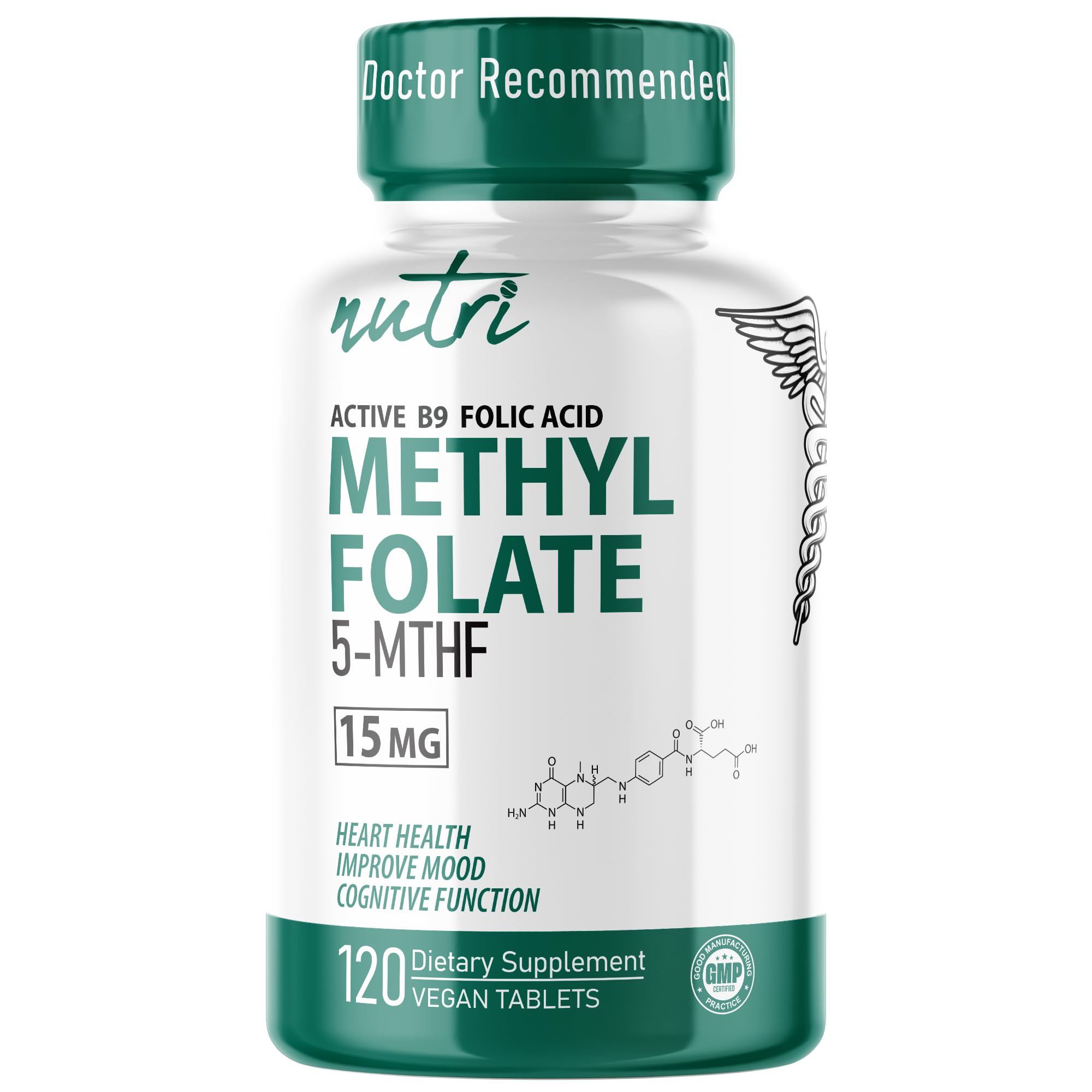 Nature's Fusions Nutri 5-MTHF envase con cápsulas para uso diario y fácil manejo
