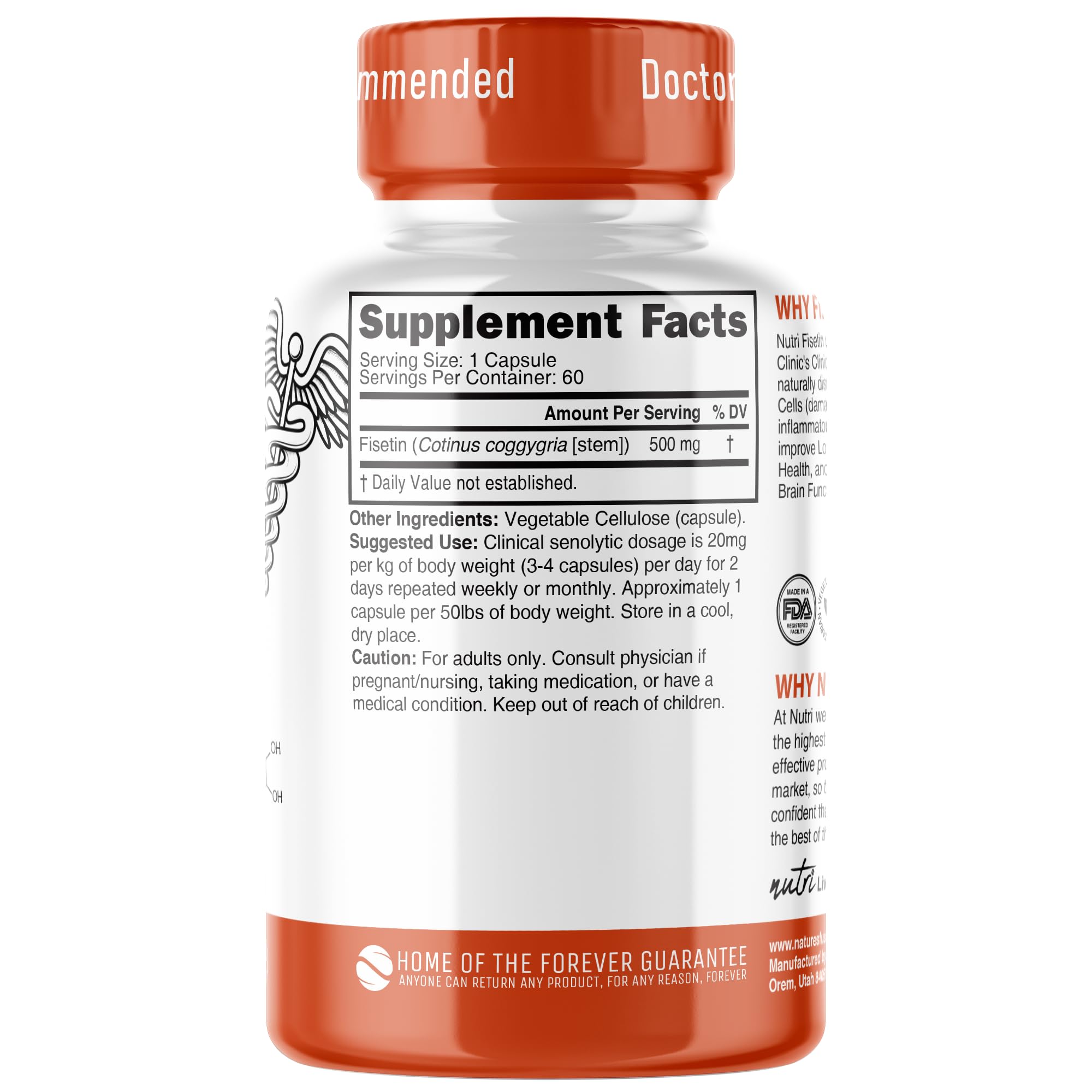 Nature's Fusions Nutri Fisetin, empaque, ingredientes naturales y flavonoides para bienestar.