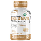 Nature's Fusions Nutri Melena de León en botella para apoyo cognitivo diario.