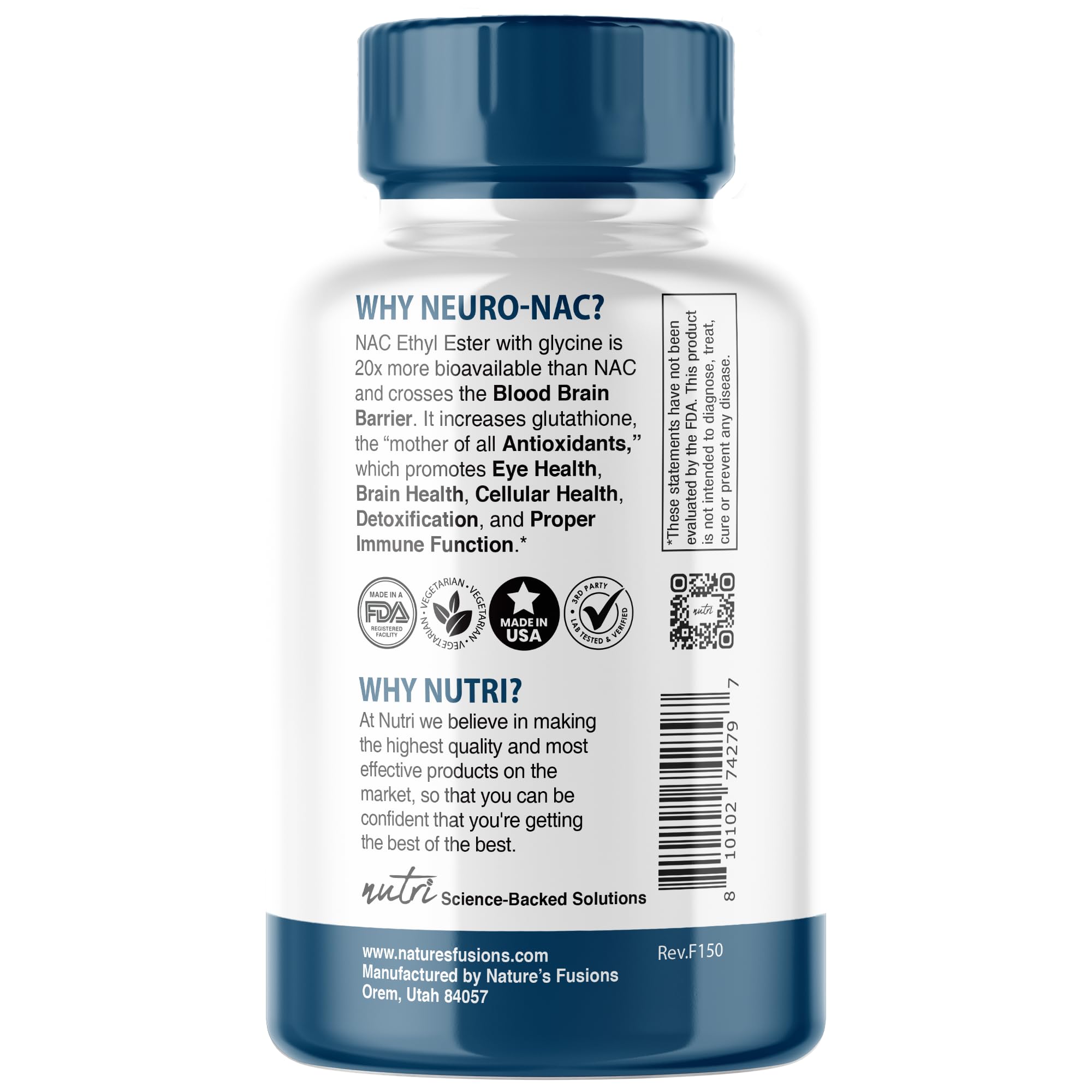 Nature's Fusions Nutri Neuro NAC, empaque compacto para llevar
