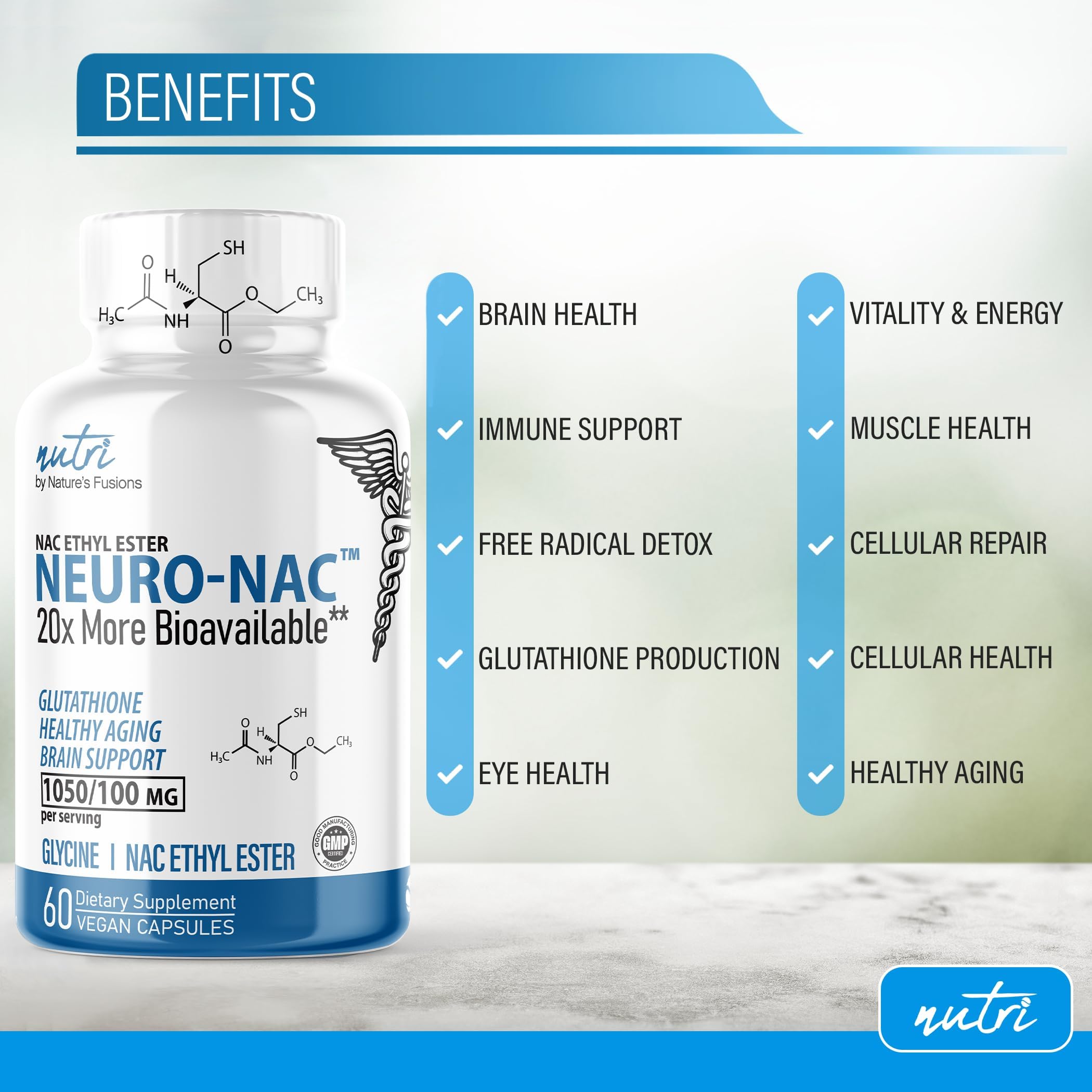 Nature's Fusions Nutri Neuro NAC, estilo de vida saludable con rutina