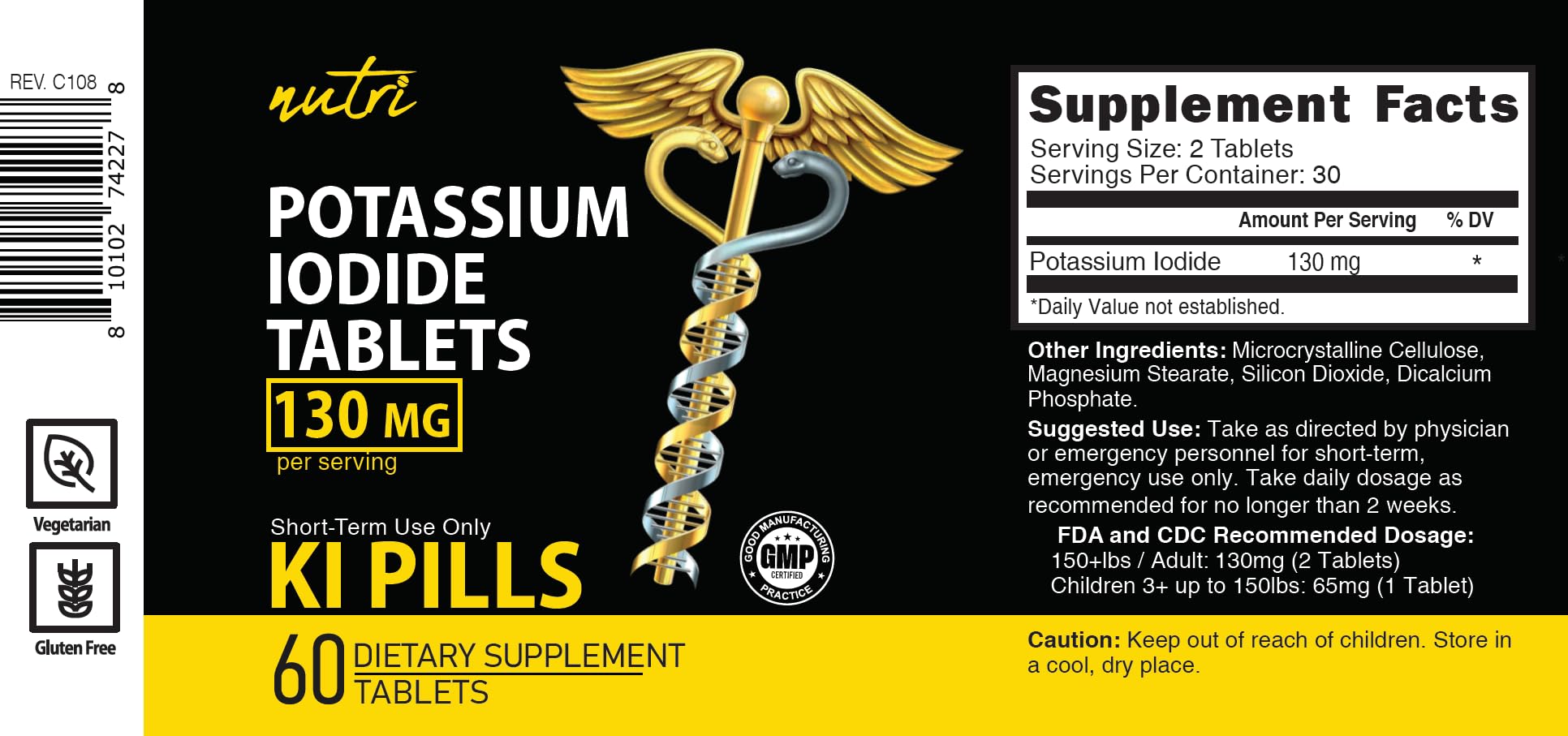 Nature's Fusions Potassium Iodide Tabletas con fecha de caducidad extendida