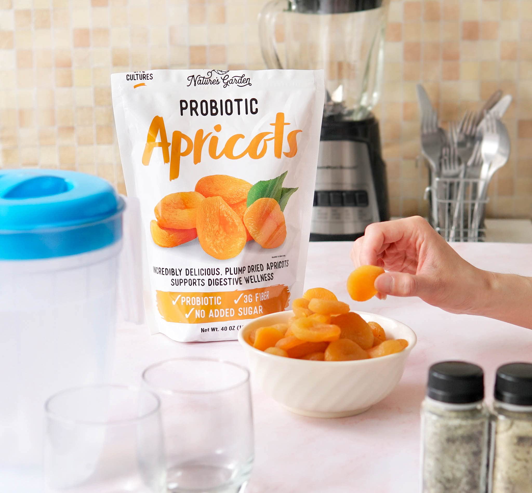 Nature's Garden albaricoques probióticos para el gimnasio, pausa saludable