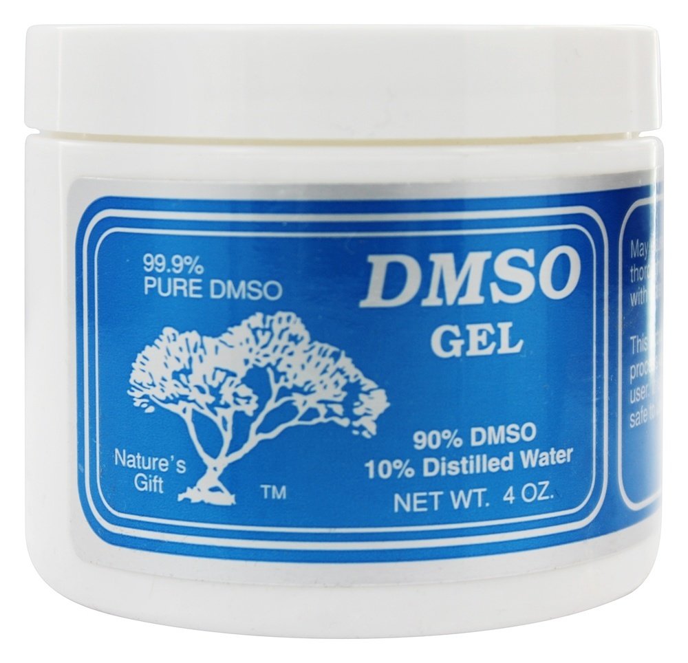 Envase Nature's Gift DMSO 90% gel para uso solvente seguro.