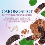 Nature's Glow cápsulas-myo-inositol-d-chiro destacan formato para absorción.