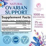 Nature's Glow etiqueta-botella muestra información para soporte hormonal natural.