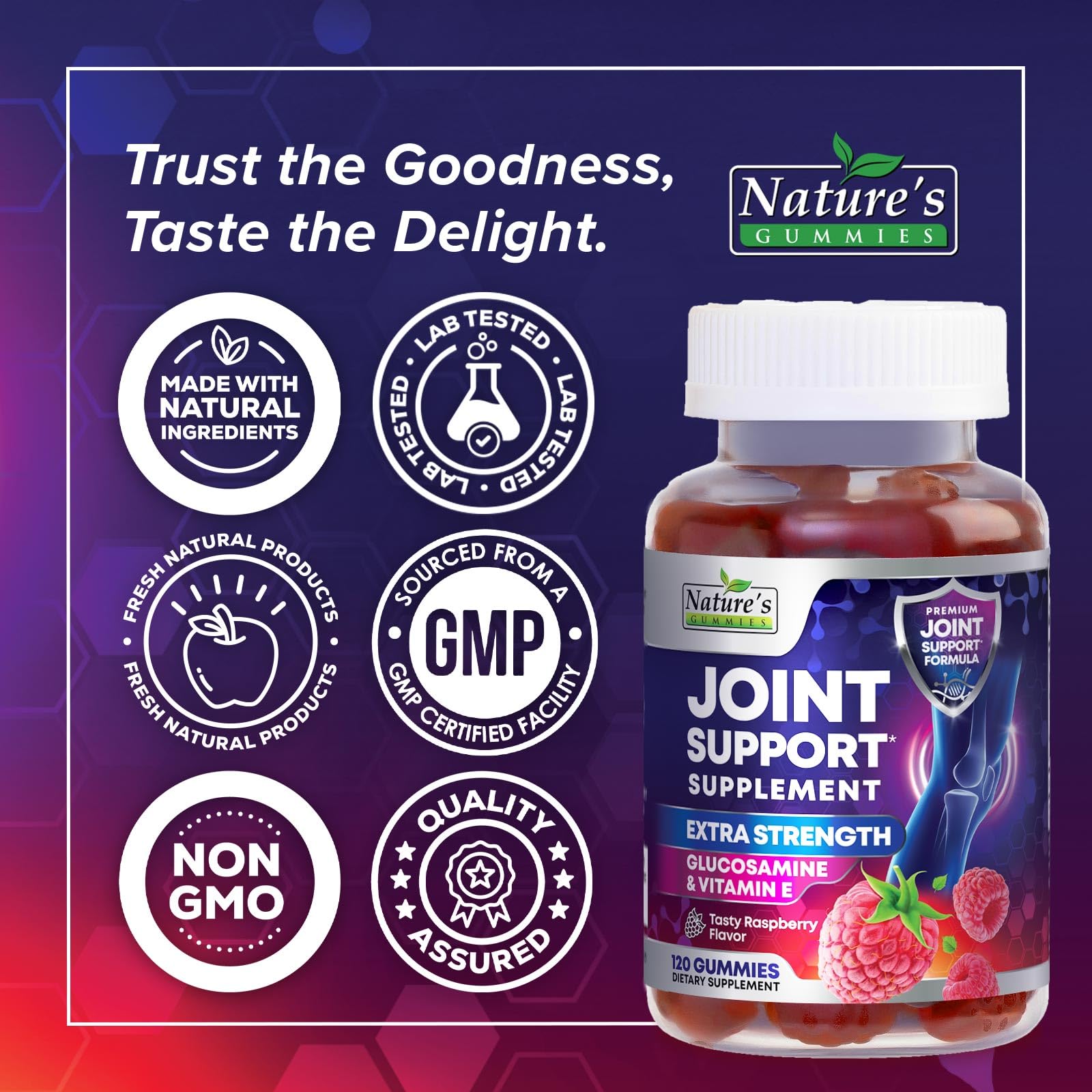 Nature's Gummies caja empaque, presentación conveniente para la familia