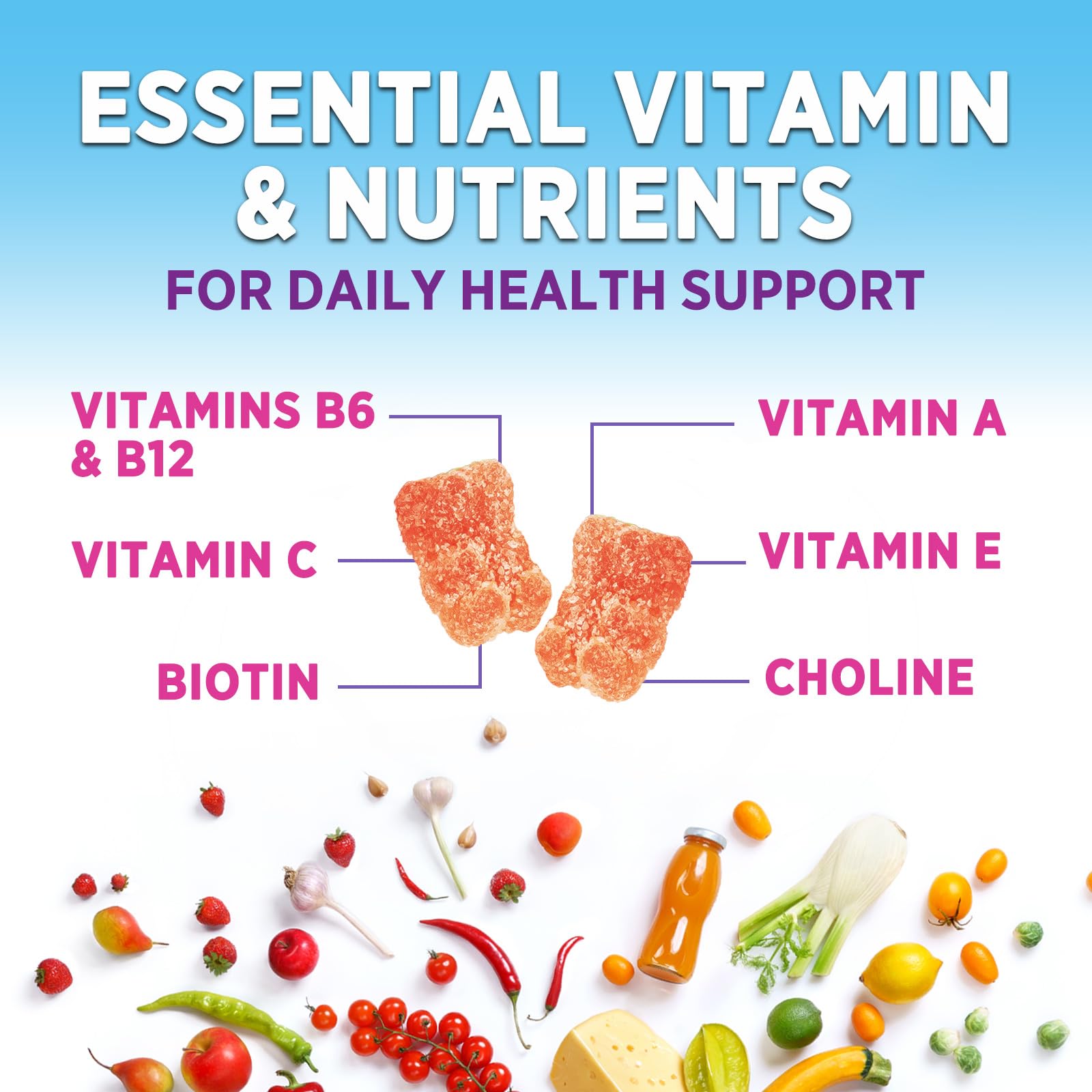 Nature's Gummies caja de presentación, opción vegetariana para cada día.