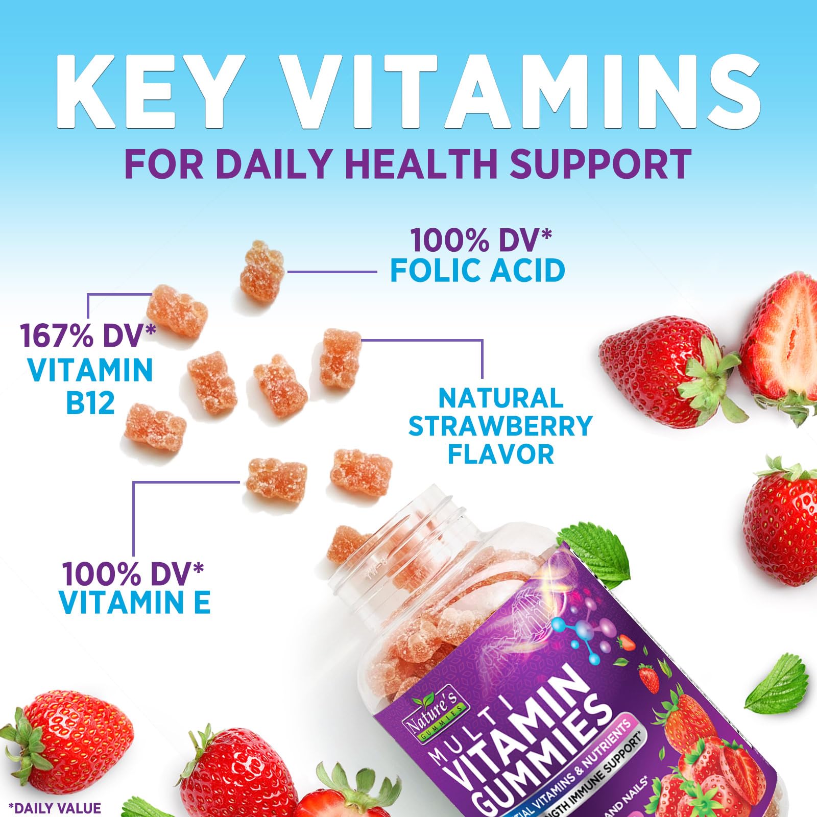Nature's Gummies gomitas suaves, experiencia agradable al morder.